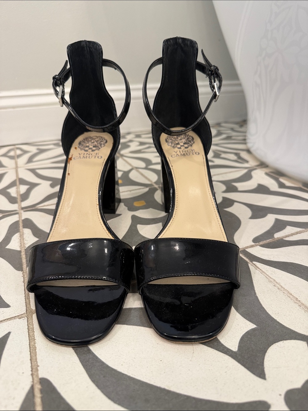 Vince Camuto Square Heeled Patent Pumps